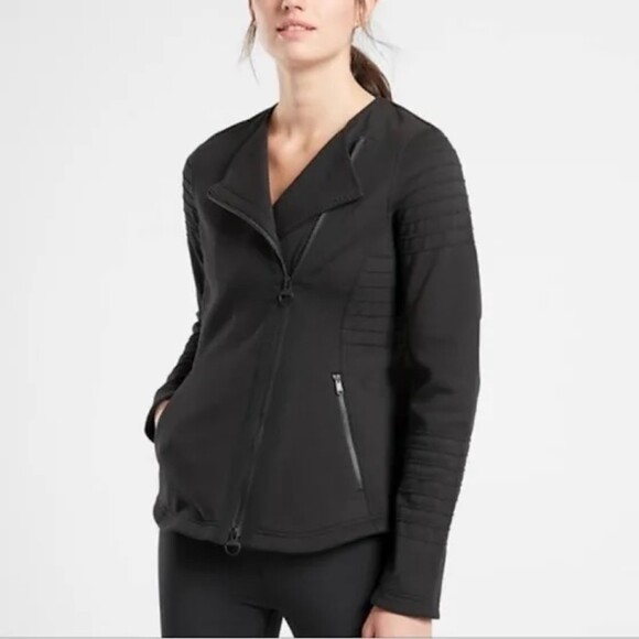Athleta Full Zip Moto Jacket Black Small - Picture 1 of 11